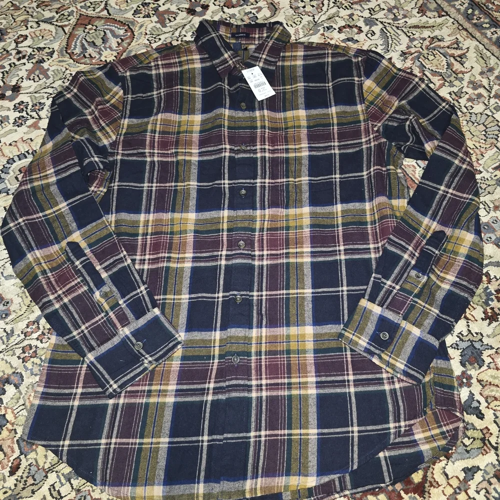 J. Crew Navy, Burgundy & Mustard Plaid Button-Down Shirt